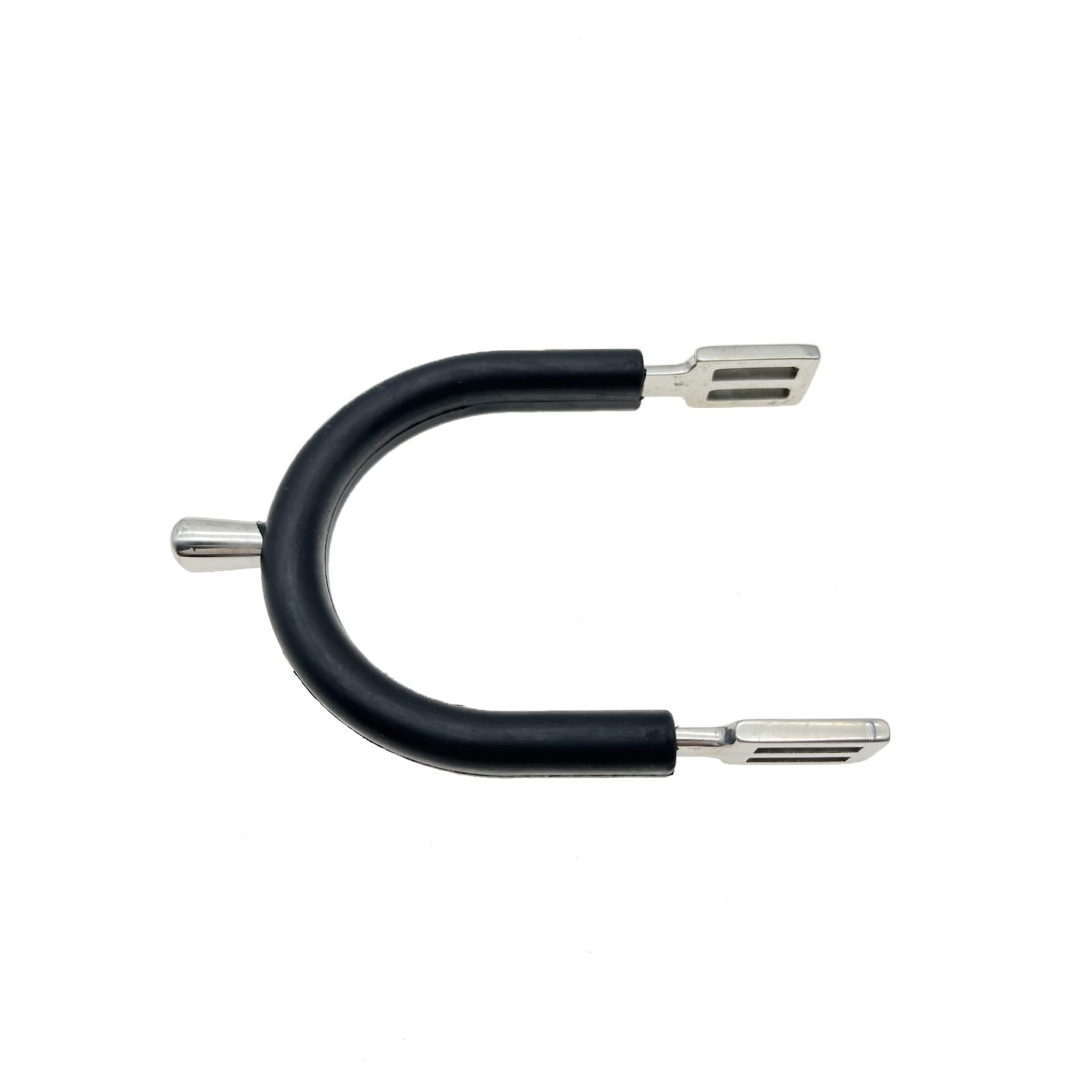 QualiTime English Bumper Spurs - Stainless Steel Equestrian Spurs Rubber Covered Round Spurs for Mens, 1 Pair., Silver