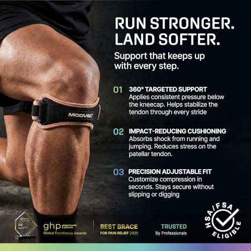Image of Modvel Knee Strap Patella Tendon Support Brace Band, One Size, 2-Pack | Adjustable patellar tendon support strap reduces pressure on the patella; works as a knee strap, patella band and brace