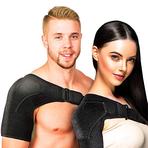 VAXLO Shoulder Brace - Support and Compression Sleeve for Torn Rotator Cuff, AC Joint Pain Relief - Arm Immobilizer Wrap, Ice Pack Pocket, Stability Strap, Dislocated Sholder - for Men and Women