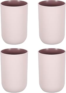 sourcing map 4 vasos de plástico para beber, doble color, irrompibles, reutilizables, para baño, enjuague bucal, vaso para cepillo de dientes, color rosa