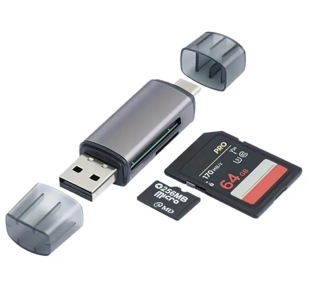 Micro USB to SD + TF + USB Card Reader | High-Speed Data Transfer for Smartphone, Tablet & Laptop | Plug & Play, OTG Compatible, Dual-Card Adapter-White