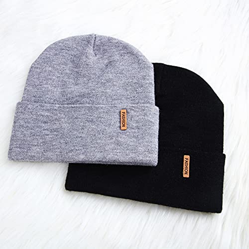 Satinior 4 Pieces Baby Beanies Toddler Beanie Hat For Boys Girls Winter Spring Infant Cozy Hat (Dark Orange, Dark Gray, Black, Beige) #TOP5