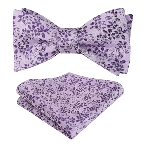 Image of Alizeal Mens 2pcs Floral Pattern Bow Tie Set | Self-tied Pocket Square Colorful Perfect for Weddings Proms Business