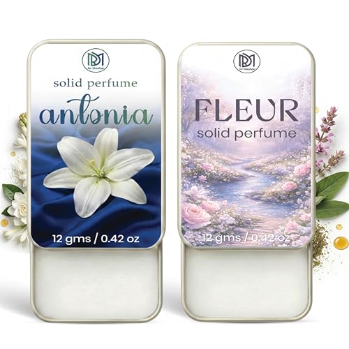 Image of Dr.Mashur Solid Perfume |Antonia&Fleur Alcohol Free Wax Perfume Balm, Long Lasting | Pocket Tin 12g, Pack Of 2| Non Greasy Smooth Glide, Travel Friendly Men And Women