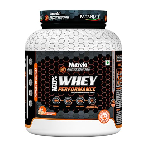 Image of NUTRELA Sports Patanjali Whey Protein 2kg with Shaker & Gripper | Malai Kulfi