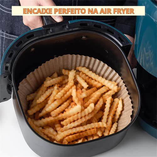 Forro Forma de Papel Descartável Antiaderente para Air Fryer Kit com 50 unidades