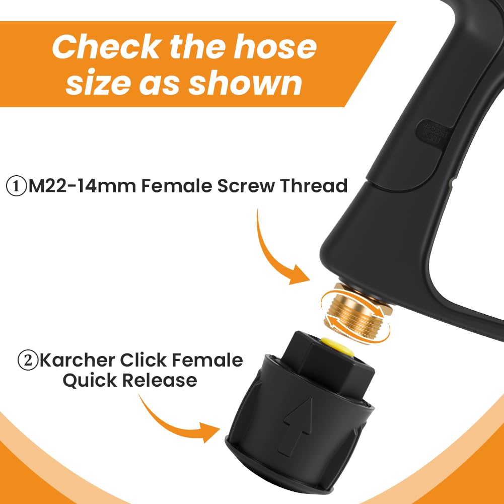 Pistola per Idropulitrice 4350 PSI, Pistola Accessori per Idropulitrice con 5 spruzzo a sgancio rapido e Tubo di Raccordo M22 14MM,Pistolas a spruzzo per idropulitrices per Karcher K1-K7