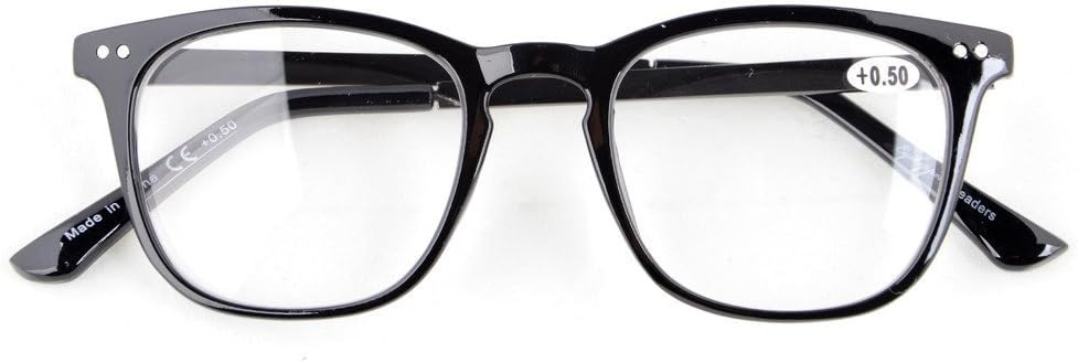 Eyekepper 5-Pack Retro Square Plastic Frame Metal Arms Reading Glasses Include Computer Glasses - Image 2