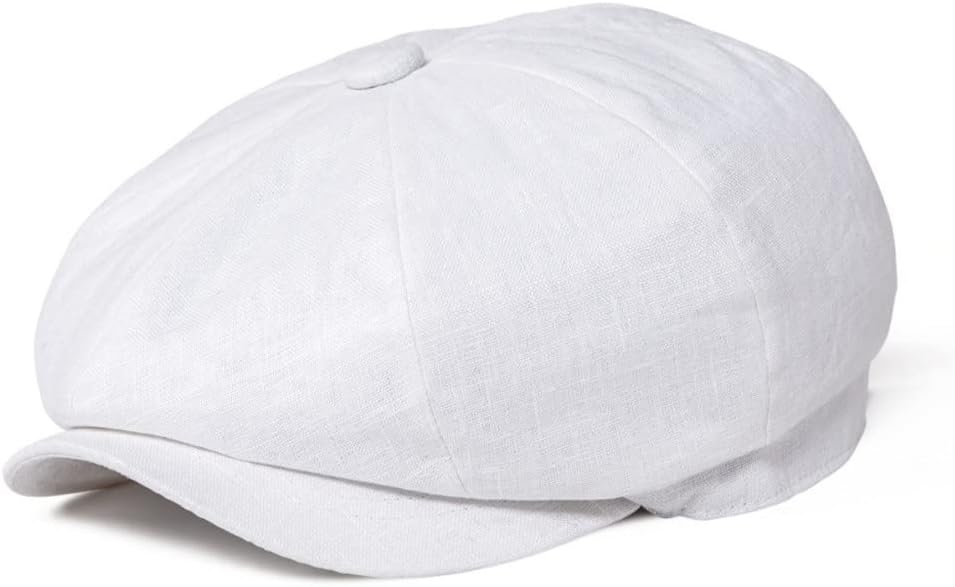 Newsboy Cap for Men Linen Gentlemen Bakerboy Caps Lightweight Breathable Flat Hat Beret Hats