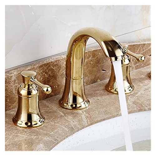 Robinet lavabo 3 trous créez une salle de bains d'exception mitigeur évier or jaune 8 pouces