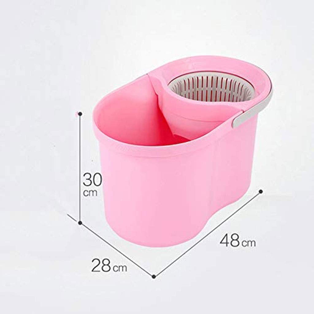 Cubo para fregona, fregona de Microfibra, Doble accionamiento, Cubo para fregona a presión Manual, fregona giratoria Desmontable, Potente Limpieza rápida (Rosa)