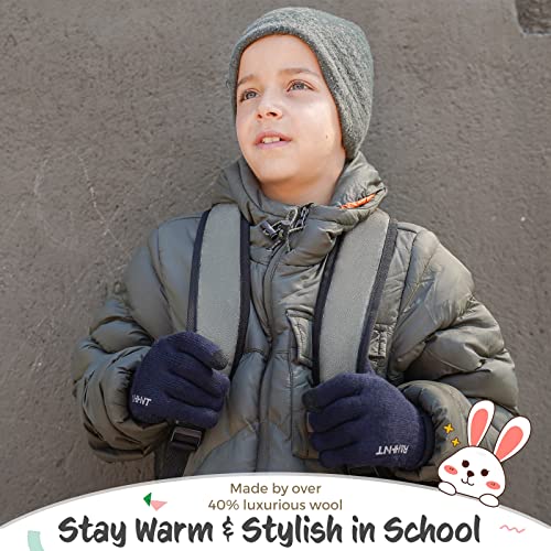 Image of Rahhint Kids Winter Gloves for Boys Girls Children Toddler Thermal Wool Knit Gloves with Insulated Fleece Lining Keep Hand Warm Gift