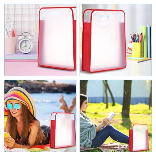 Image of PATIKIL Scrapbook Paper Storage Organizer, Rectangular Scrapbook Organizer for 12x12 inch Sheet Paper Vinyl Storage with Handle for Scrapbook File Vinyl Paper Card Stock, Red