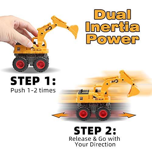 Gioesfun Construction Toys Truck Excavator Toy For Boys- Push And Go Toy Cars 360 Degree Rotation Sandbox Toy Vehicles For 3 4 5 Year Old Boys #TOP4