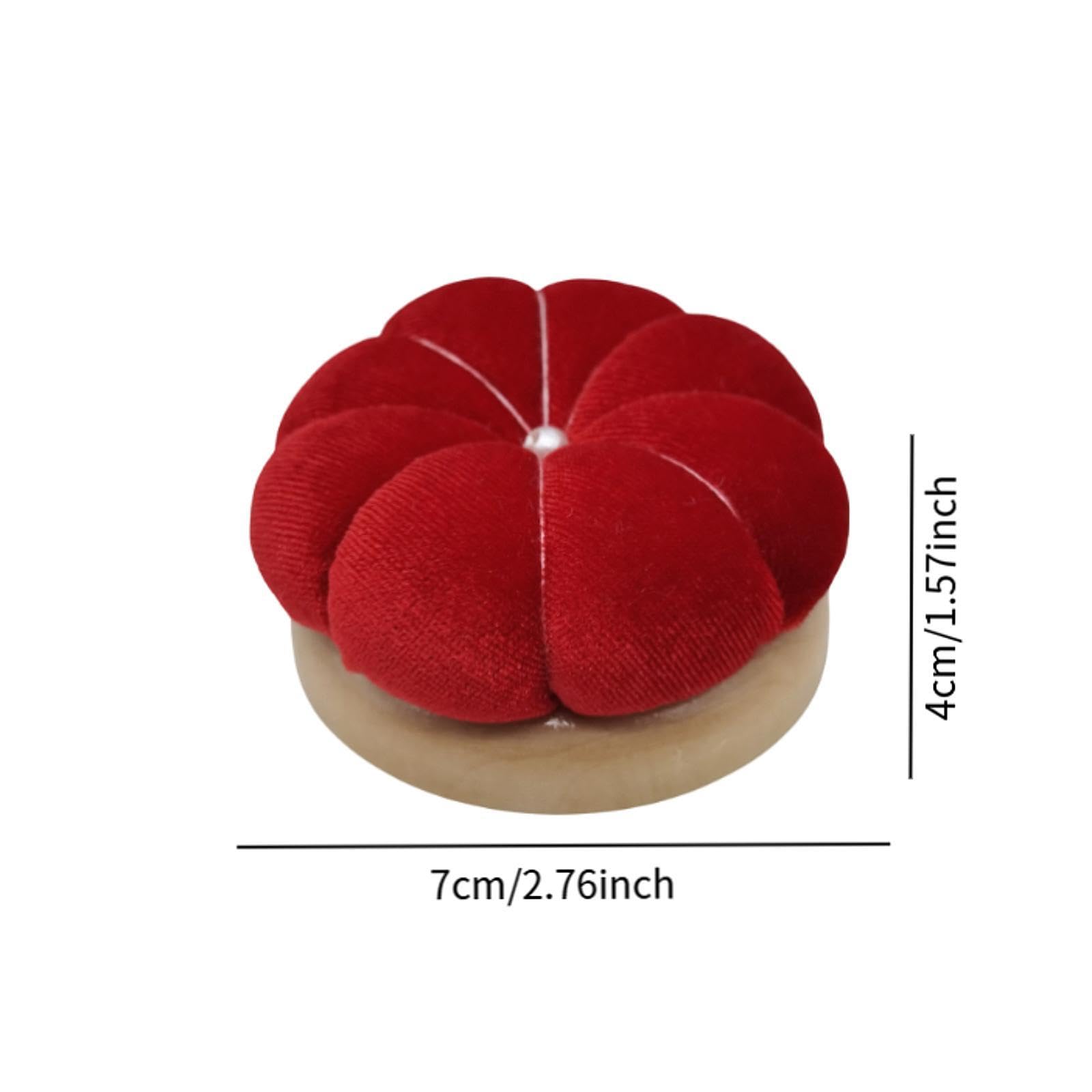 SM SunniMix Pin Cushion Pin Holder Home Decor Wooden Base Needle Pad Pillow Pincushion for Birthdays Manual Sewing Christmas Desktop, Big Red