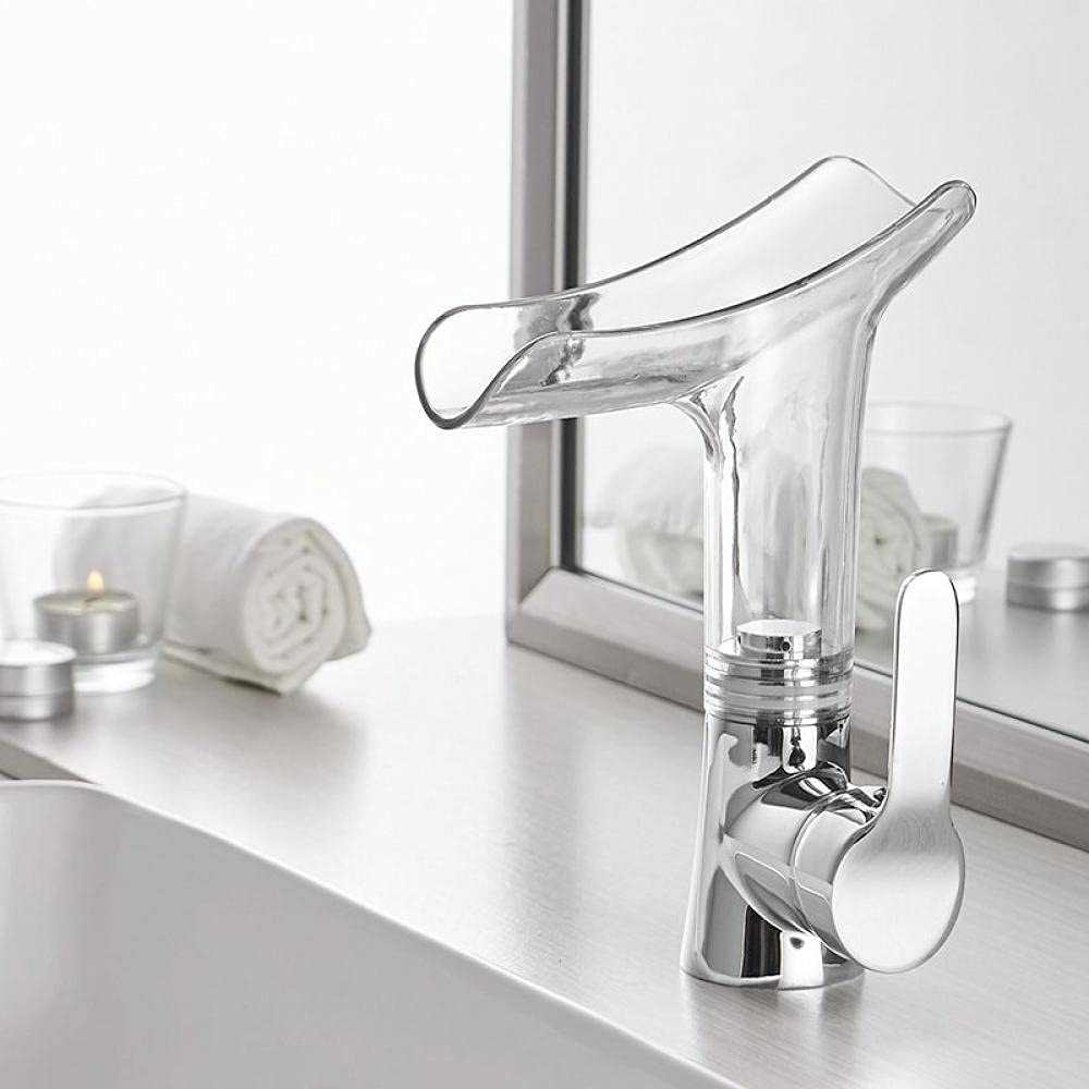 Grifo de cascada para lavabo monomando que evita salpicaduras en baño 3
