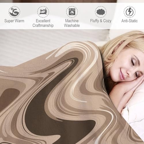 Couverture micro polaire taupe et blanc - Plaid lit et canapé - 4