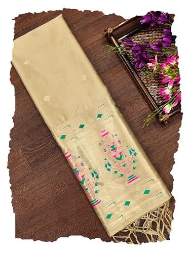 Image of DEVANGI Women's Woven Paithani Banarasi Silk Dupatta /Chunni For Women, Floral Print 1 Meter Wide and 2.3 Meter Length Printed Designer Dupatta /Chunni For Girls