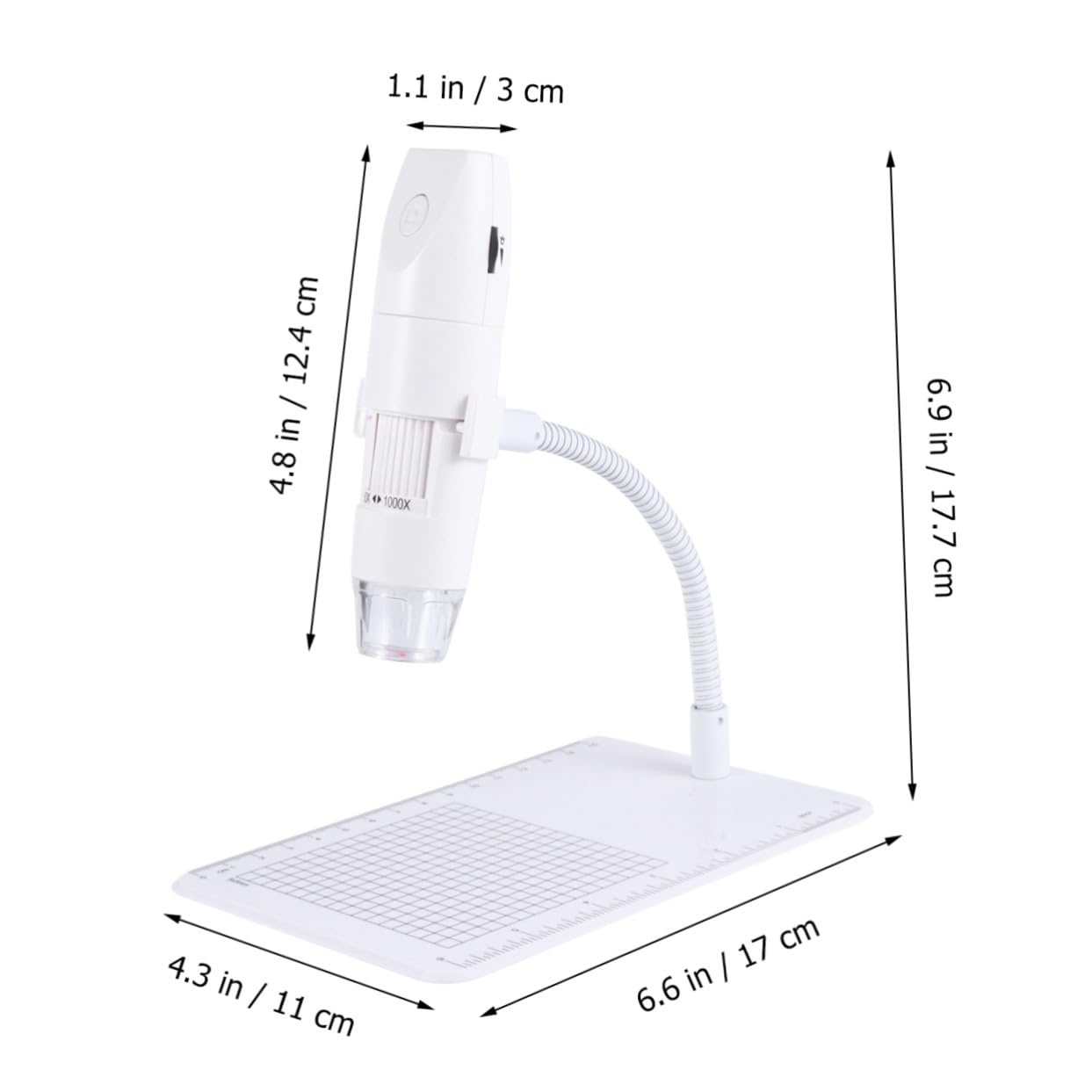 USB Handy Mikroskop 50-1000 Stück aus Kunststoff, Digital, Weiß | 2.0m 1920x1080p Auflösung, Tragbar und Einfach zu Nutzen, für Biologieunterricht und Bastelprüfung
