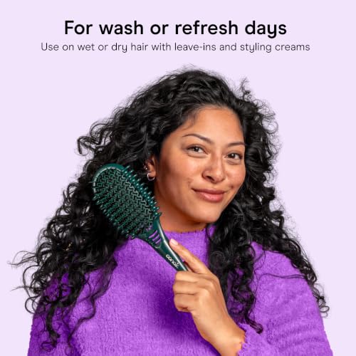Image of Conair Curl Define Pro Detangler Brush | Dual-Vent Technology for Long Hair & Loose Curls, 3-Piece Set, Green, BR74516IN1L