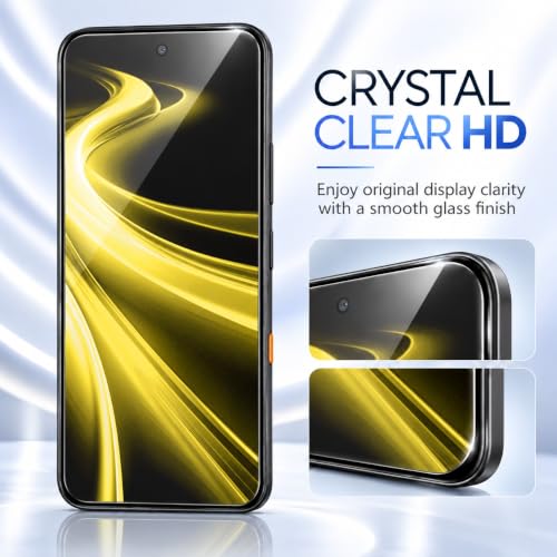 Image of ArmourPro Military-Grade Tempered Glass for Poco X8 Power - 9H Anti Scratch, Edge-to-Edge Coverage, HD Clarity, Smooth Touch, Case Friendly, Easy Installation Kit with Cable Protector