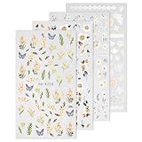 HAIIDOAK 5D Embossed Flower Nail Art Stickers, Self-Adhesive Daisy Nail Decals for Women's Manicure Decoration - Nail Supplies for Easy Application