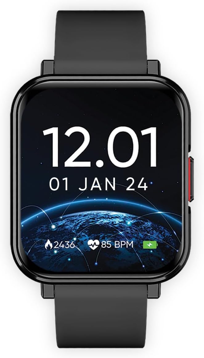 Gravity N1 Next Smart Watch - Black | HD Display | IP68 Water Resistant | Long Battery Life | Premium Design.