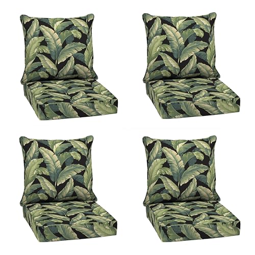 Image of Arden Deep Seat Outdoor Chair Cushion Set (4-Pack), 24 in x 24 in, Weather-Proof, Rain-Proof, Fade Resistant Patio Cushion Set for Chair, Sofa, and Couch Onyx Cebu