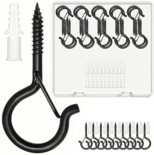 Screw Hook Heavy-Duty Iron Hanger Wall and Ceiling Mount Hooks for Hanging Baskets Garden Lanterns Planter Hangers 20-Sets
