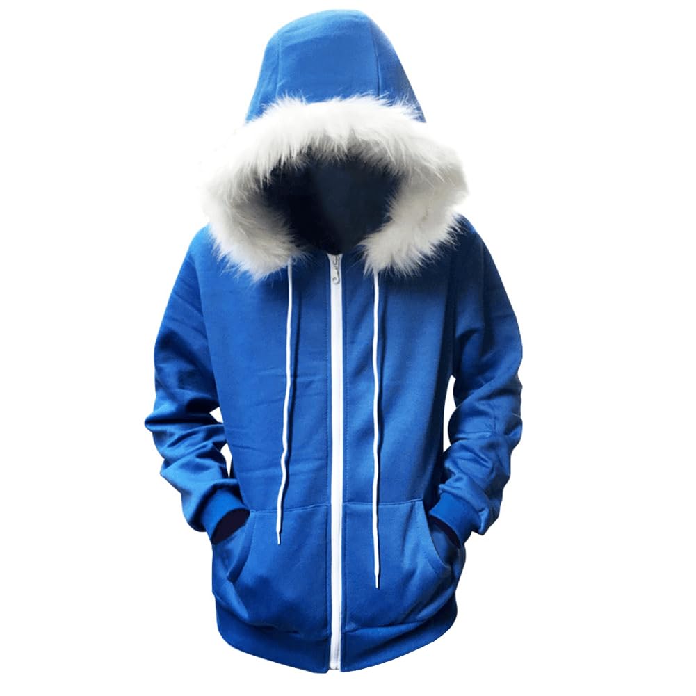 Game Sans Cosplay Costume Sans Hoodie Blue Jacket Coat Zipper Sweatshirt
