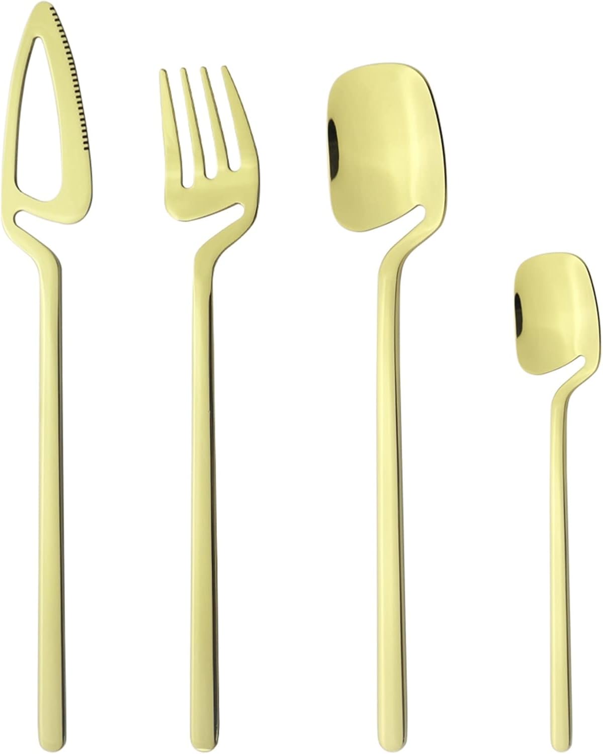 フォークナイフスプーンセット 24pcs セットカラフルな食器wware 18 10ステンレススチールカトラリーセットナイフフォークコーヒースプーン 食器セットバーフラットウェアシルバーウェアセット ステンレス鋼 Ypysd Color Champagne Anbx Net