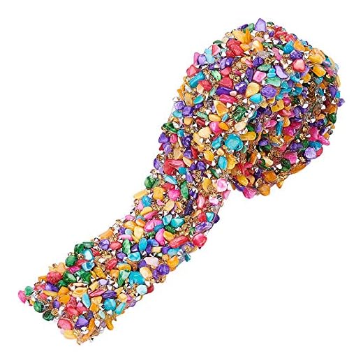 PandaHall Cinta de Cristal con Diamantes de imitación de imitación de Colores, Piedra Artificial con Cuentas de Hierro en Apliques de Cadena de Adorno para Manualidades, Bodas, Zapatos de Vestir
