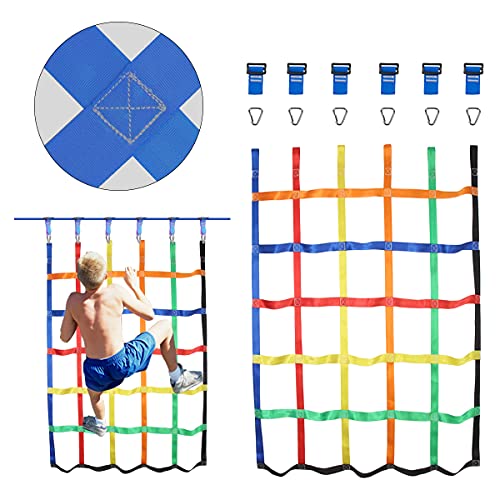 Climbing Net for Kids Outdoor,Climbing Cargo Net Kids Playground,Ninja Line Accessories For Ninja Warrior Obstacle Course For Kids,Climbing Rope Ladder for Ninja Slackline&Jungle Gyms Backyard