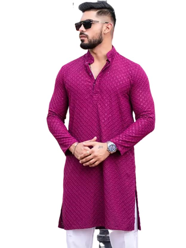 Men's Chikankari Embroidered and Sequence Kurtas