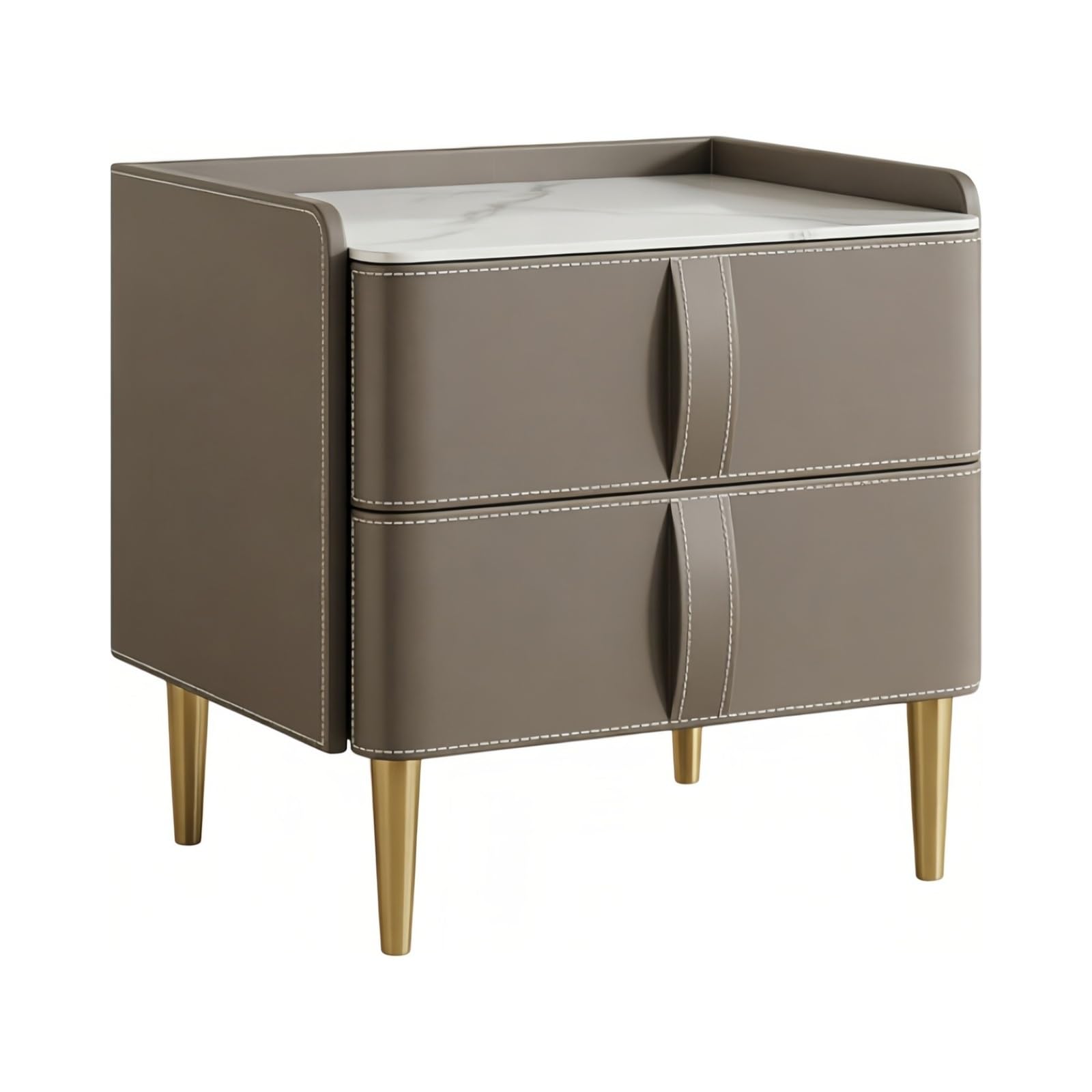 guiling-1986 Bedside Table Dual Drawer Nightstand with Tapered Legs for Bedside UseBedroom Storage Nightstand(Bruin,Small)