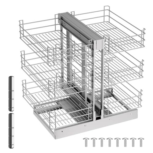 Blind Corner Pull Out Organizer, 3 Tier 6 Shelf Stainless Steel Kitchen Cabinet Organizer, Min Opening 12