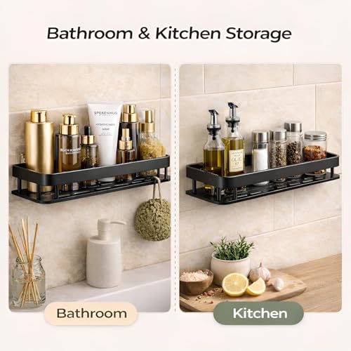 Image of iSTAR Round Wall Mirror with Storage Shelf | Bathroom Vanity Mirror with Hidden Storage Cabinet | Wall Mounted Decorative Mirror for Bathroom, Bedroom, Living Room (Black Finish (Pack of 2))