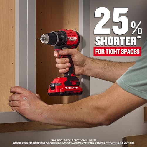 CRAFTSMAN V20 BRUSHLESS RP Compact Drill/Driver, Variable Speeed Trigger, Built In LED, Includes Battery and Charger (CMCD714D1) thumbnail 7