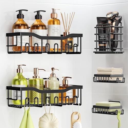 Image of Self Adhesive Bathroom Shelf Stainless Steel No Drill Bathroom Organizer Wall Mount | Rust Proof Shower Caddy Wall Shelf for Shampoo Holder Storage Rack Bathroom Accessories