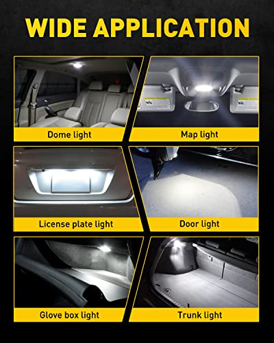 Auxito 578 Led Bulb 211-2 212-2 Light Bulb 39 41 42Mm Interior Lights 6500K White Super Bright 4014 Smd Festoon Error Free For Car Truck Led Dome Map Door License Plate Courtesy Lights Bulbs, 2 Pack #TOP6