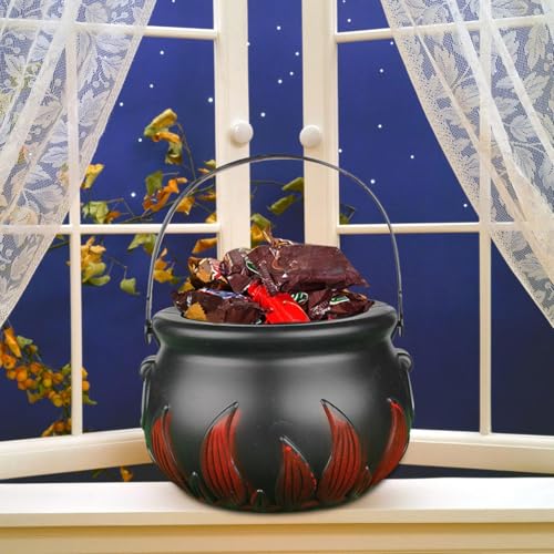 7 Inch Red Flame Witch Cauldron Halloween Candy Bucket for Party Decor - image 7