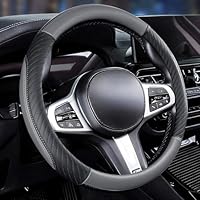 Car Steering Wheel Cover Leather - Soft Microfiber Steering Wheel Cover Universal Size M 37-38cm /14.5-15inch, Anti-slip, Breathable, Gray