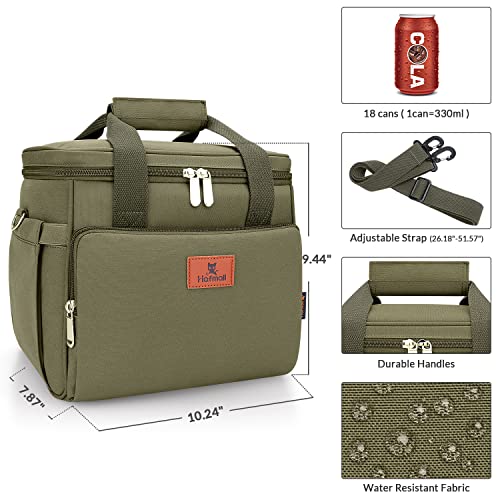 Hafmall Insulated Lunch Bag For Women/Men, 12L (18 Cans) Leakproof Lunch Box For Adults, Womens Lunch Bag For Work, Reusable Lunch Cooler Tote Bag With Shoulder Strap, Green #TOP3
