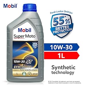 Mobil Super Moto 10W-30 API SN 4T Premium Technology Engine Oil for Bikes (1L)