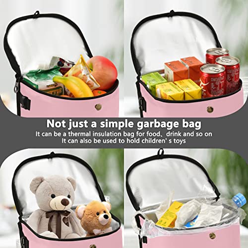 Image of Wudan Small Car Trash Can Pink Accessories for Garbage Storage Organizer with Lid Waterproof Portable Auto and Truck Interior Seat Bin