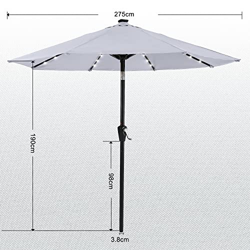 Image of ABCCANOPY Durable Solar Led Patio Umbrellas with 32LED Lights 9FT (Light Gray)