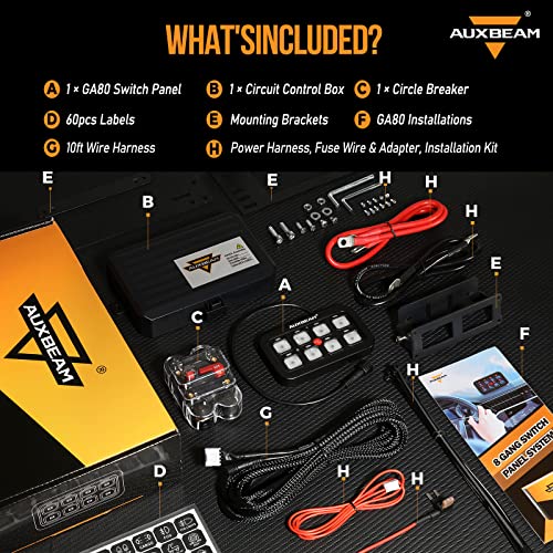 Auxbeam 8 Gang Switch Panel Ga80, Universal Circuit Control Relay System Box With Automatic Dimmable On-Off Led Switch Pod Touch Switch Box For Car Pickup Truck Boat Utv Suv, Green 2 Year Warranty #TOP6