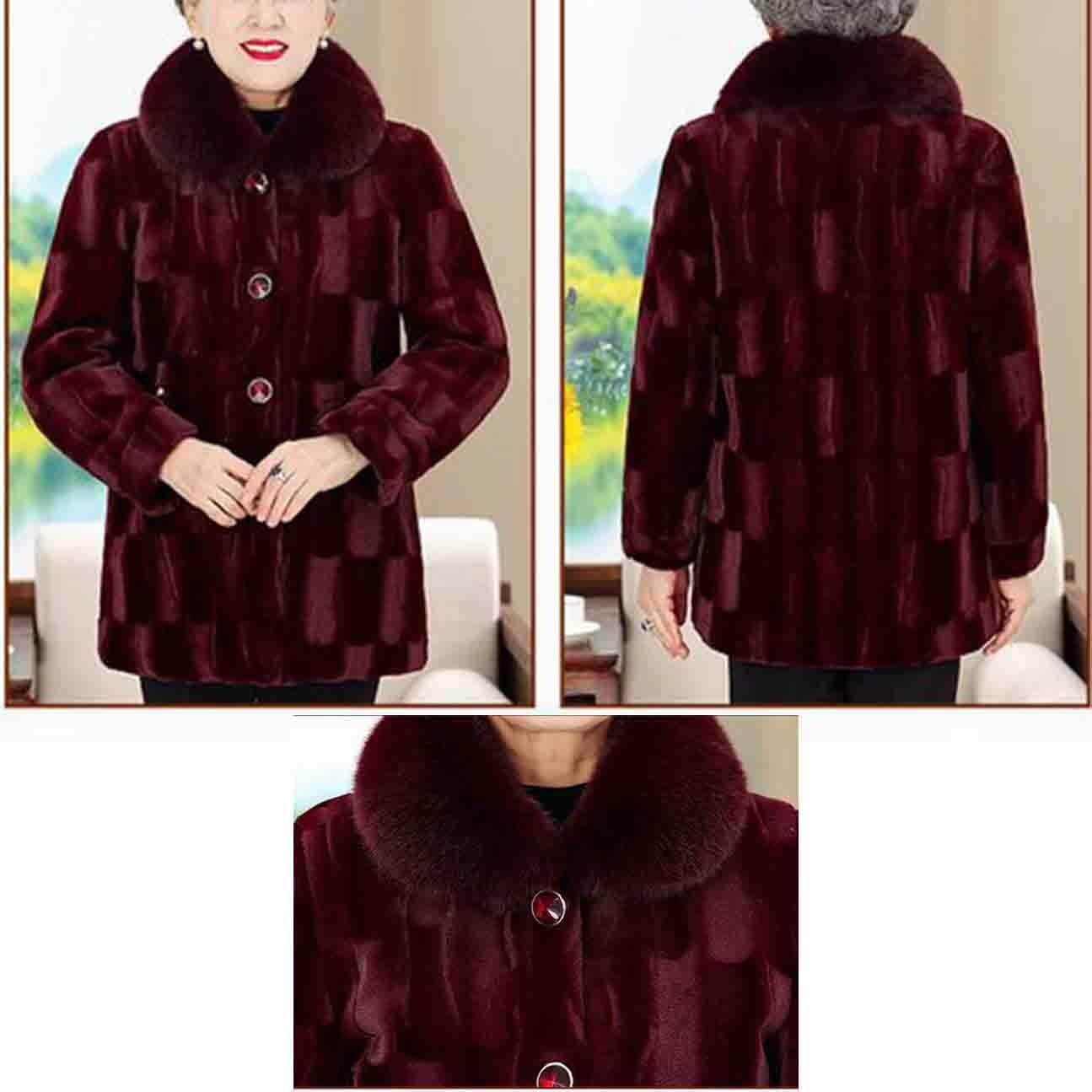 Plus Rozmiar 40-80kg Polarowy Płaszcz Zimowy Kurtka Damska Seniorzy W Średnim Wieku Starsze Panie Ciepłe Topy Ubrania Odzież Wierzchnia(Purple,XXX-Large)