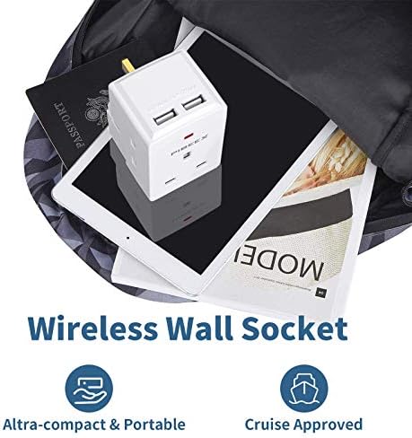 PIBEEX Plug Adapter, Multi Plug Extension with USB 3 Way 2 USB Ports Wall Plug Adapter USB Wall Socket 13A Power Socket No Power Cord for Home Travel