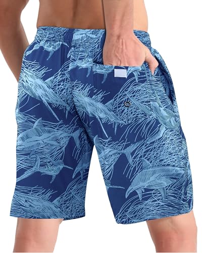 Image of BOJIN Mens Swim Trunks 9 inch Quick Dry Stretch Swim Shorts Mesh Lining Bathing Suits Swimwear Beach Shorts with Pockets